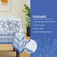 thumbnail image 2 of Rustic Blue Floral Tablecloth Waterproof, Classic French Country Table Cloth Rectangle Stain Resistant, Washable Table Cover for Home Kitchen Dining Party Decoration, 2 of 6