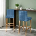 thumbnail image 2 of Blue Gingham Bar Stool Covers - Stretch Dining Chair Covers Set of 2, Modern Minimalist Geometric Plaid Bar Chair Cover Removable Counter Stool Pub Chairs Slipcovers Protectors for Kitchen/Cafe, 2 of 9