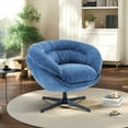 thumbnail image 4 of 360° Swivel Accent Chair, Modern Chenille Lounge Single Sofa Chair with Removable Cushion and Black Metal Base, Comfy Reading Chair for Small Spaces, Living Room, Bedroom, Office, Antique Navy Blue, 4 of 9