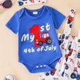 thumbnail image 4 of UngA Newborn Baby Boy My 1st 4th Of July Outfit Long Sleeve Letter Romper Stars Striped Suspender Pants Hat 3Pcs Set Fourth of July Baby Boy Outfit Blue,3-6 Months, 4 of 5
