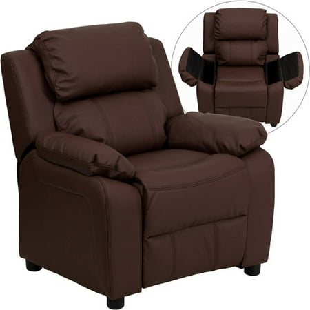 Flash Furniture Kids' Vinyl Recliner With Cupholder And Headrest Flash Furniture Kids' Recliner with Storage Arms, Brown Leather - Flash Furniture Kids' Vinyl Recliner With Cupholder And Headrest