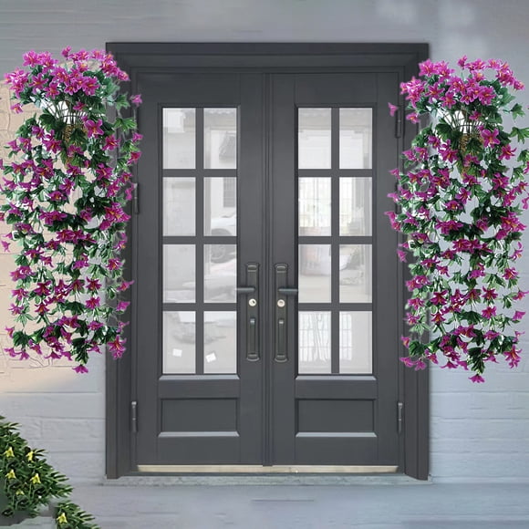CaiYueKe 2 Pcs Artificial Silk Lily Flower Garland Hanging Rattan Vine Wall Decor Home Wedding Party Indoor Outdoor Decorative Arrangement for Room Decor