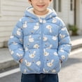 thumbnail image 4 of Toddler Girls Puff Jacket with Hood Long Sleeve Casual Cute Warm Full Zip Winter Coats Blue 2 T, 4 of 9