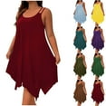 thumbnail image 1 of WRKEKC Robe d'Été Sans Manches pour Femmes Col Rond Ourlet Asymétrique Coupe Ample Confortable Robe Boho, 1 of 8