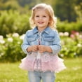 thumbnail image 6 of Peacolate Toddler Girls 3-Piece Denim Clothing Set - T-Shirt, Denim Jacket, and Jeans, Pink, 6-12M, 6 of 8