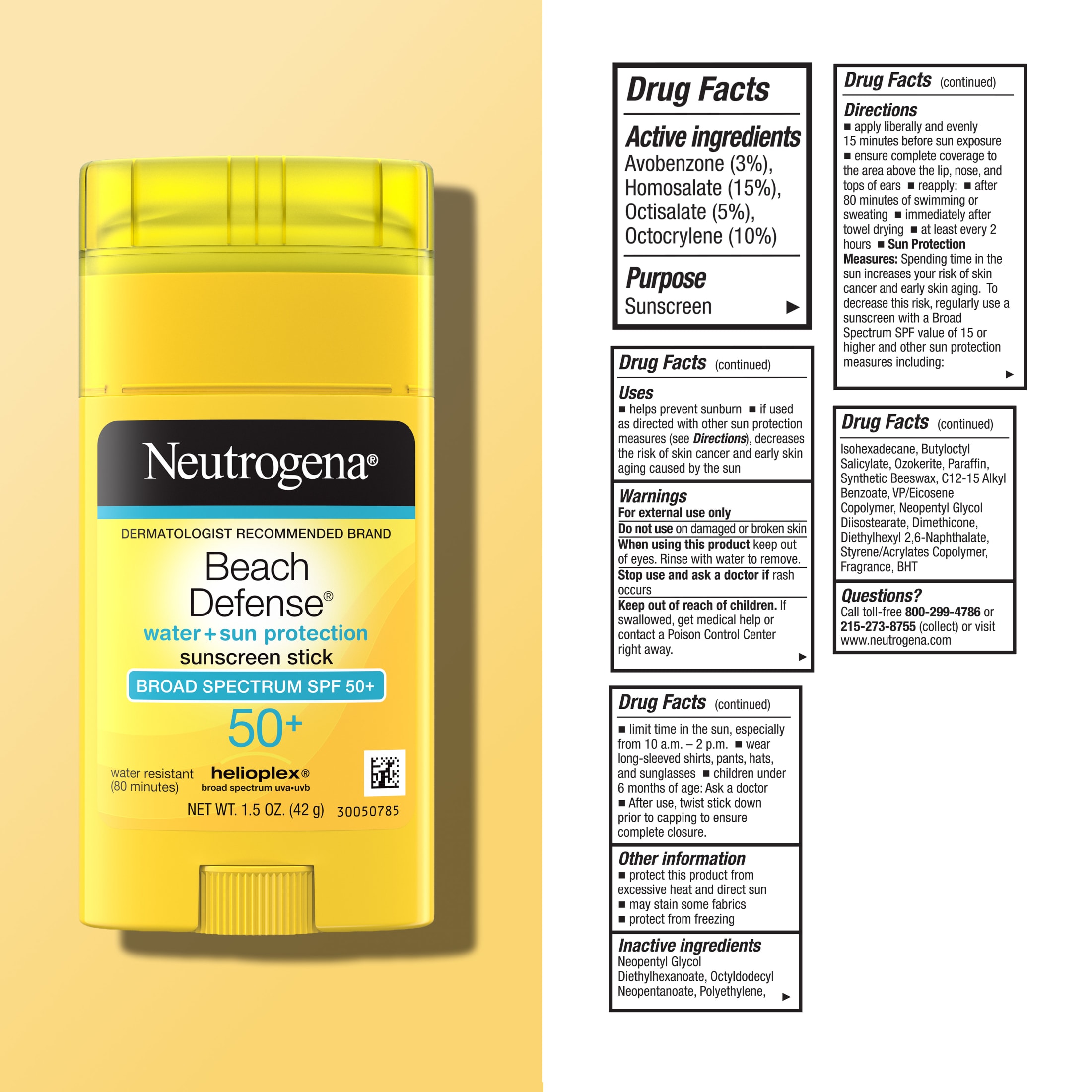 Neutrogena Beach Defense SPF 50+ Sunscreen Stick, 1.5 oz photo 8