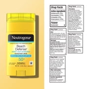 Neutrogena Beach Defense SPF 50+, Face Sunscreen Stick, Travel Size Sun Care, 1.5 oz