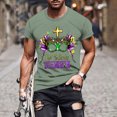 thumbnail image 2 of Xixinqiwan Men Short Sleeve Mardi Gras Shirts,Women Casual Round Neck Loose Blouse Gold Green Purple Masquerade Party Outfit Costume, 2 of 6