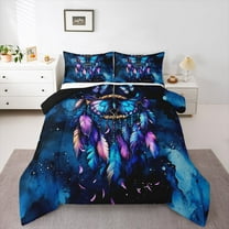 Manfei Bohemian Feather Dreamcatcher Bedding Comforter Set 2pcs for Boys Girls,Flying Butterflies Twin Comforter Sets Microfiber,Abstract Gradient Breathable Bedding Set,Luxury Bedroom Decor