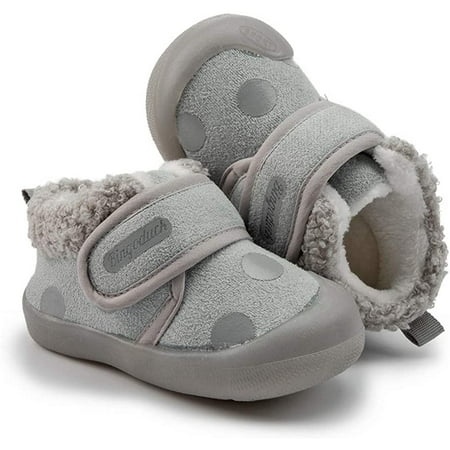 

QWZNDZGR Toddler Baby Boys Girls Fleece Winter Boots Non-Skid Dot Sneakers Warm Running Walking Shoes