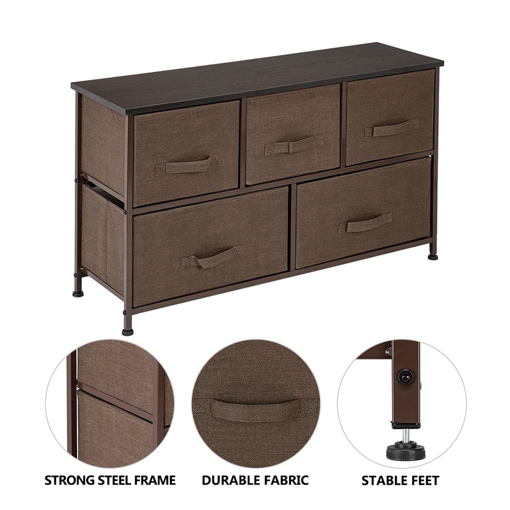 Lowestbest 2-Tier Drawer Dresser, Dresser Drawer Organizer 5 Drawers, End Table Storage Cabinet, Easy Pull Fabric Bins, Wooden Side Table for Bedroom, Hallway, Entryway Furniture, Brown Lowestbest 2-Tier Drawer Dresser, Dresser Drawer Organizer 5 Drawers, End Table Storage Cabinet, Easy Pull Fabric Bins, Wooden Side Table for Bedroom, Hallway, Entryway Furniture, Brown