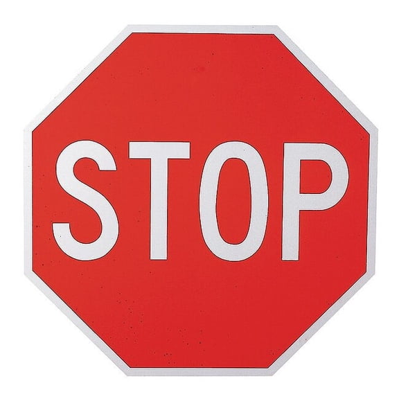 Lyle Stop Sign, 24" W, 24" H, Aluminum, Red R1-1-24DA