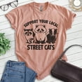 thumbnail image 2 of Support Your Local Street Cats T-shirt, Unisex Women's Men's Shirt, Possum Raccoon Skunk Animal Lover, Heather Sunset, Small, 2 of 6