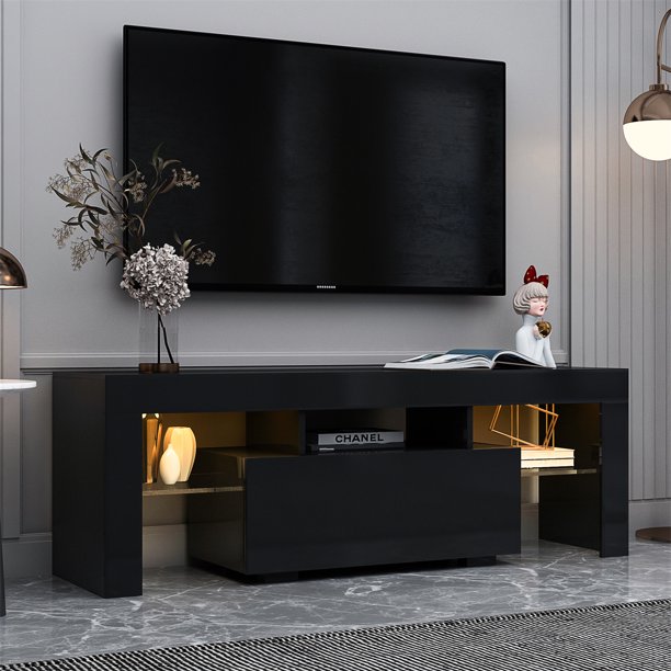 TV Stands up to 55 Inches, Modern Entertainment Center with Sliding Barn Door, Media Console