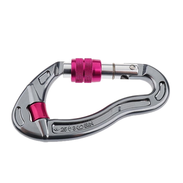 Almencla Mousqueton en Aluminium 25KN Vis Verrou Crochet pour Escalade Alpinisme Rouge Rouge
