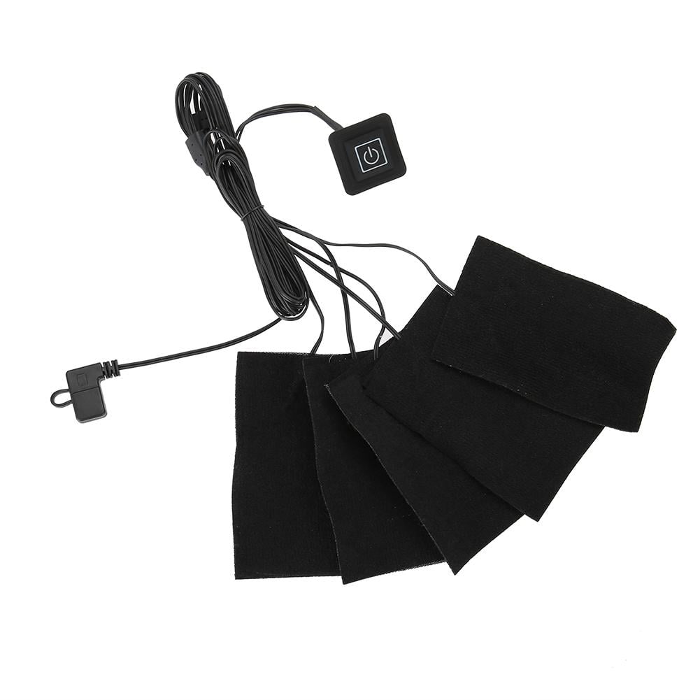 Tebru USB Cloth Heater, USB Electric Cloth Heater,USB Electric Clothes Five Heater Pads Heating Element Adjustable Temperature Warmer Tool
