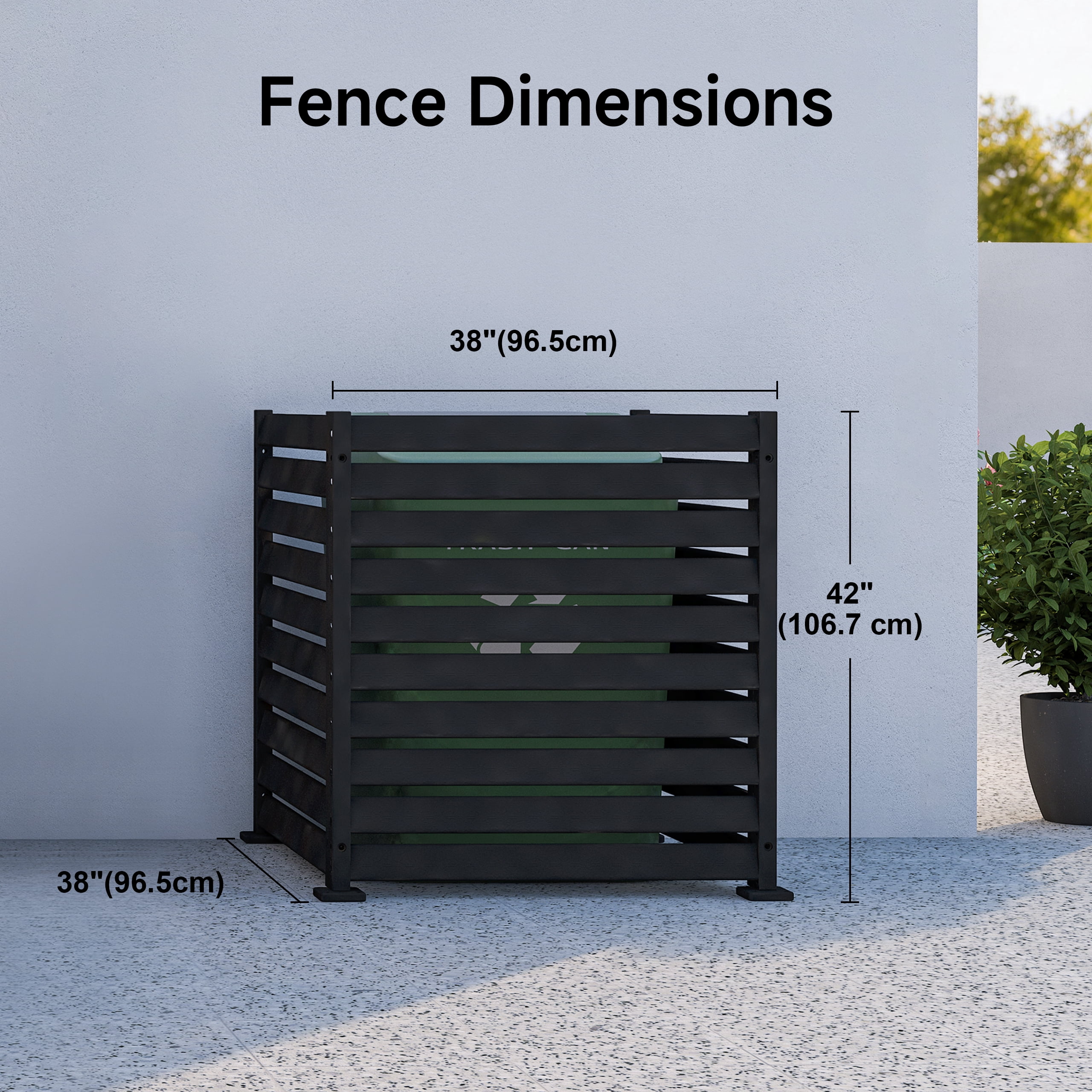 HDPE Outdoor Privacy Panels, 38"W x 42"H (3 Panels) Use As Air Conditioner Fence, Trash Can Enclosure, Pool Equipment Enclosure