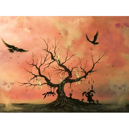 UPC: 0786024260537 | Mystery Girl Bunny Tree by Ed Capeau 24×32 Giclee Art Painting Reproduction POD