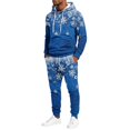 thumbnail image 2 of Mens Brushed 2‑Piece Christmas Tracksuit Hooded Pullover Top and Jogger Pants Winter Casual Athletic Outfit Blue XL, 2 of 7
