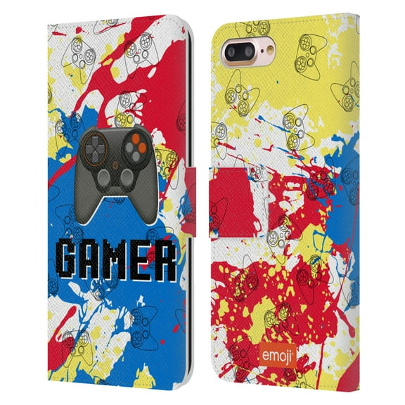 Head Case Designs Officially Licensed emoji® Trendy Gamer Leather Book Wallet Case Cover Compatible with Apple iPhone 7 Plus / iPhone 8 Plus