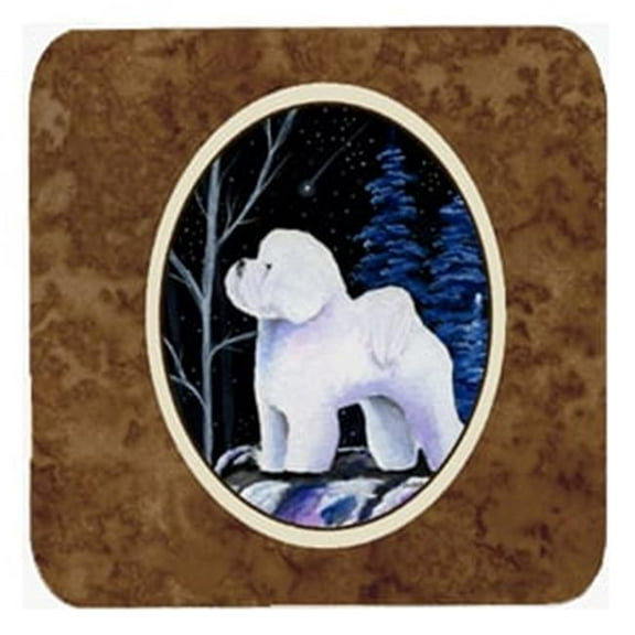 Starry Night Bichon Frise Foam Coasters - Set Of 4, 3.5 x 3.5 In.
