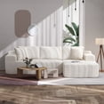 thumbnail image 4 of JOIVI Indoor Modular Sectional Sofa, 106" Corduroy Cloud Couch L Shaped Sofas with Deep Seat, Comfy Fluffy Plush Couches, No Assembly Required, Right Chaise, White, 4 of 10