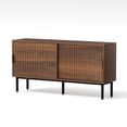 thumbnail image 7 of EYYTHUNG Fluted TV Stand with Sliding Doors, 47" Mid Century Storage Cabinet with Adjustable Shelf, Wooden Media TV Console Entertainment Center, Brown, 7 of 7