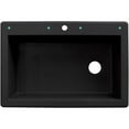 thumbnail image 3 of Transolid Radius 33in x 22in silQ Granite Drop-in Single Bowl Kitchen Sink with 5 CABDE Faucet Holes, In Black, 3 of 4