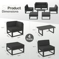 thumbnail image 4 of Techmilly Aluminum Patio Furniture, Metal Patio Conversation Set with Waterproof Cover, 5 Inch Thick Cushions , Modern Outdoor Furniture for Deck & Backyard, Dark Gray, 4 of 8