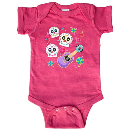 

Inktastic Day of the Dead Owl Sugar Skulls and Guitar Gift Baby Boy or Baby Girl Bodysuit