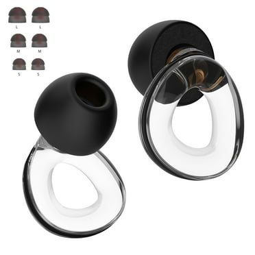 UDH Concert Ear Plugs with 30dB Hearing Protection,High-Fidelity Earplugs for Noise Reduction, Reusable Ear Plugs for Musicians,  Sleeping, Travel - Clear Black with 4 Sizes/Pack