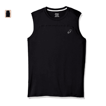 ASICS Men's #134440 Ministripe Sleeveless Black Top, Sz. Medium