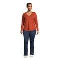 thumbnail image 3 of Terra & Sky Women's Plus Size Long Sleeve V-Neck T-Shirt, 2-Pack, 3 of 5