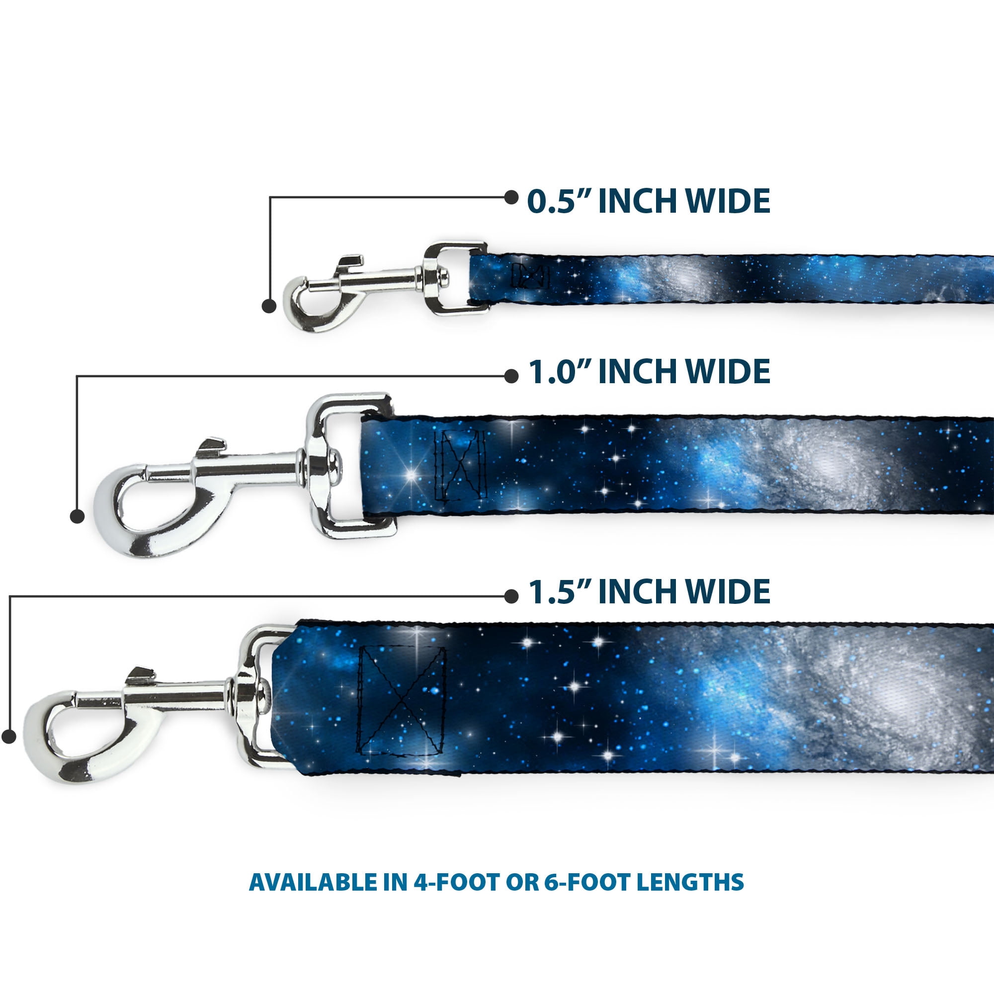 Buckle-Down Pet Leash, Dog Leash, Galaxy Blues Blues, 6 Feet Long 1.0 Inch Wide