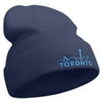 thumbnail image 4 of Linear Toronto Skyline Embroidered 12 Inch Long Knitted Beanie - Navy OSFM, 4 of 5