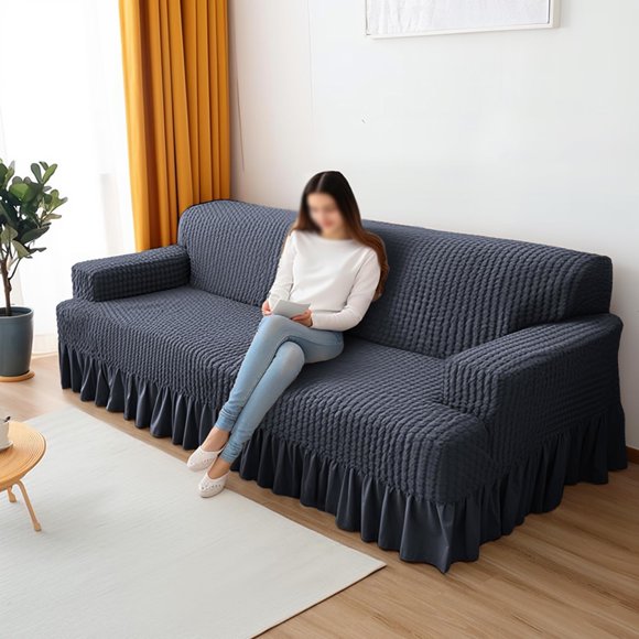 Sofa covers, sofa cover, 3 seater elastic beige sofa cover, non slip sofa covers, stretch sofa cover, sofa covers with 1 pillowcase (90 140cm)