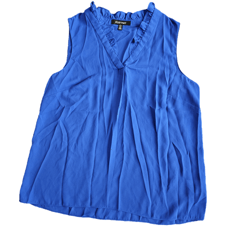 ELLEN TRACY Women's Ruffle V-Neck Shell, Yves Klein Blue, Large