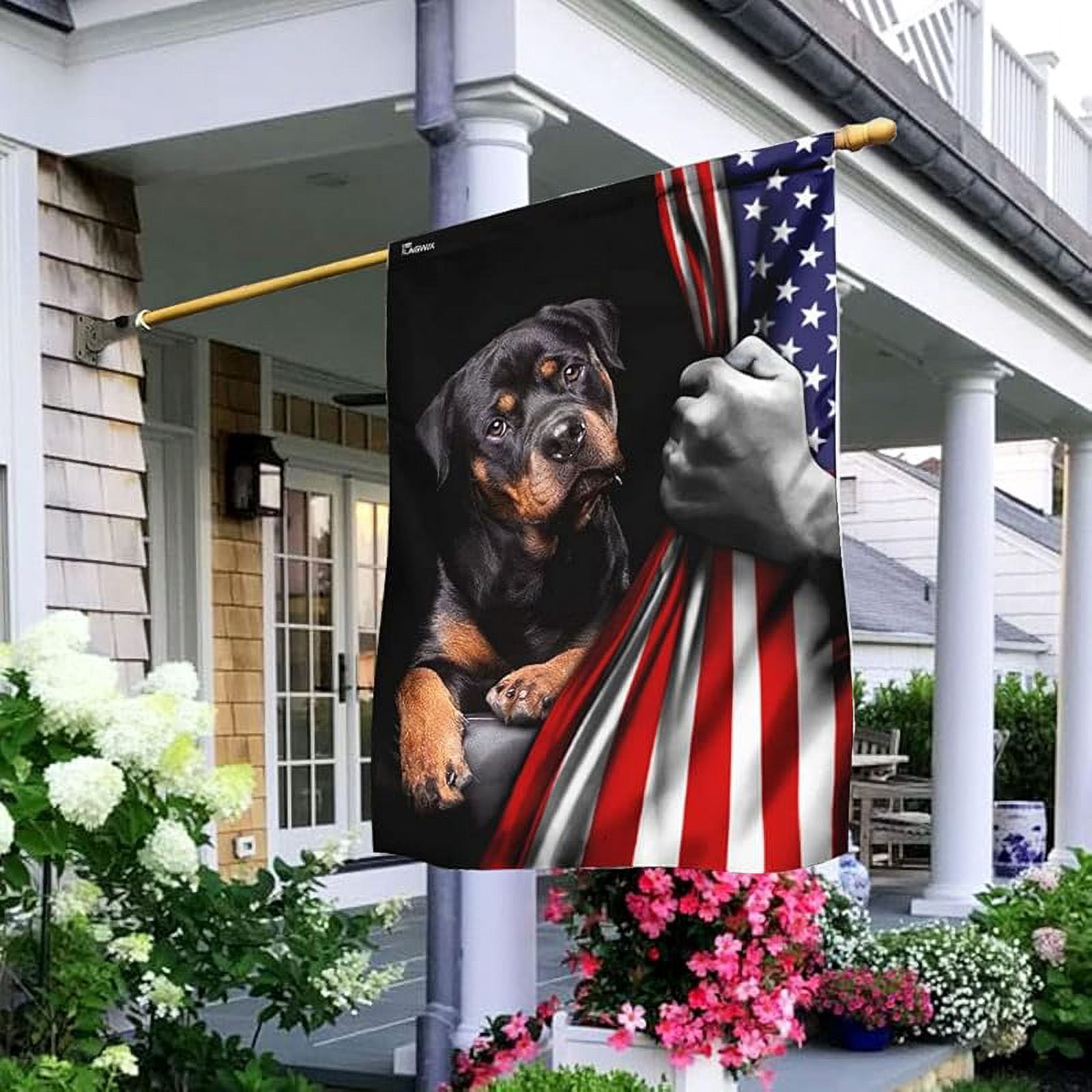 American Flag - Rottweiler Dog Lover American US Flag, 4th of July Decorations for Inside, Outside, Garden Flag USA Flags Premium Polyester, Decorative Indoor Outdoor Flag