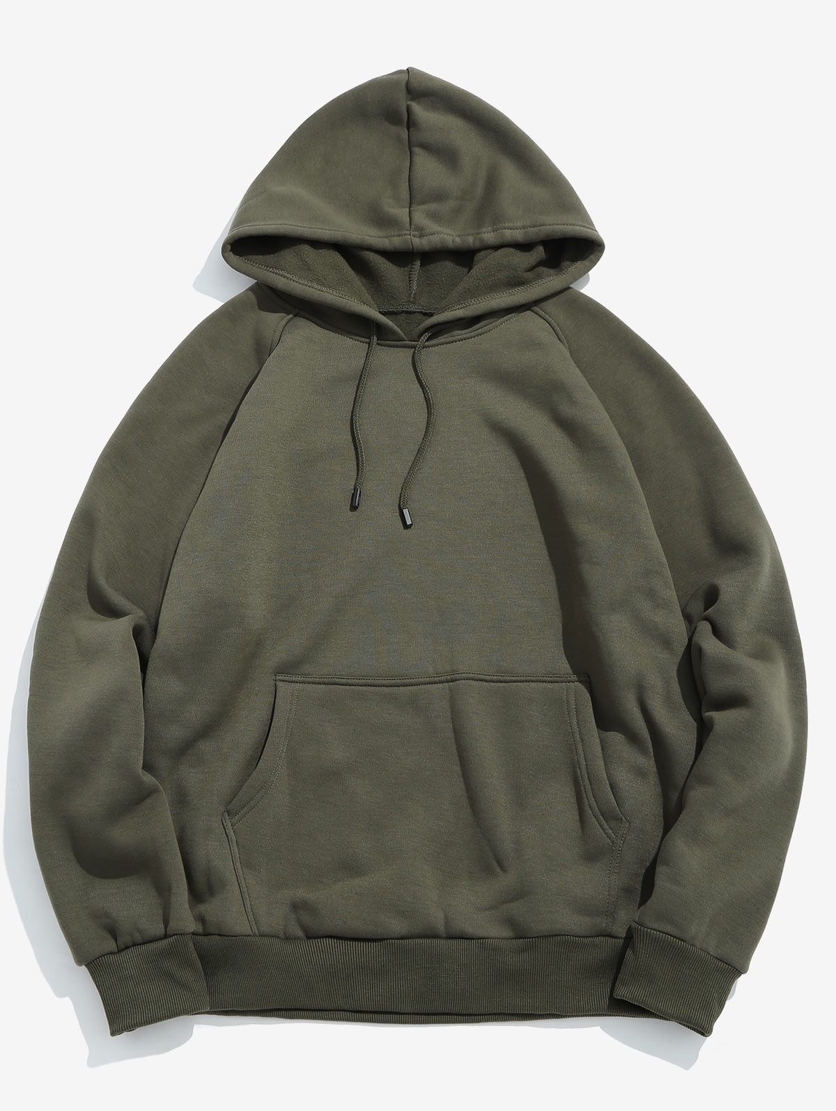 solid pouch pocket fleece hoodie