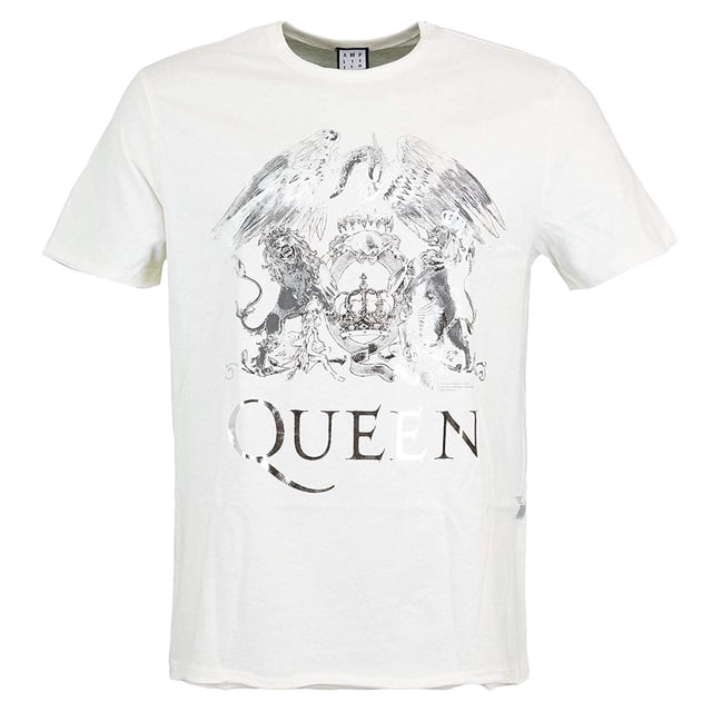 Amplified - Camiseta Queen Foil Crest para Adultos Unisex (Blanco Retro)