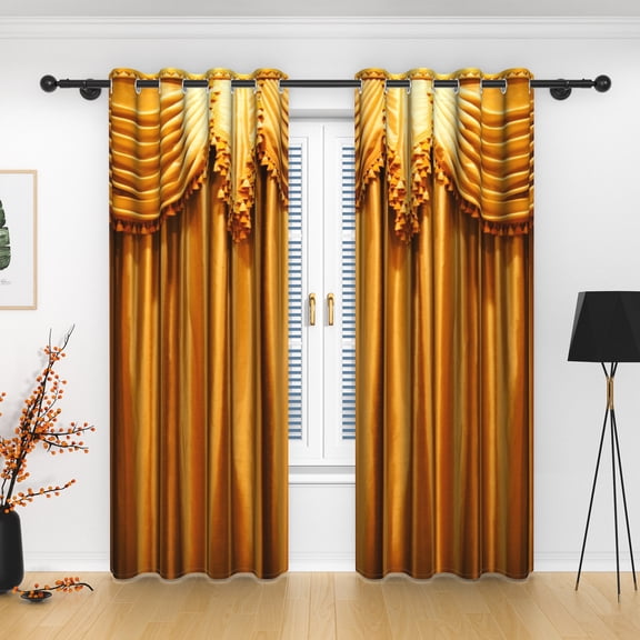 Room Darkening Blackout Curtains, Bedroom Living Room Nursery, Gold, 42x63 inch, 2 panels