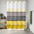 thumbnail image 6 of No Hook Shower Curtain with Built-in Rings - Farmhouse Rustic Wood Texture Washable Waterproof Fabric Bathroom Curtains for Hotel,Rentals, 60 X 72 Inch Long , Yellow Grey, 6 of 9