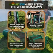 Landzie Hollow Tine Fork Lawn Aerator - 42 Inch Manual Stainless Steel Gardening Hand Tool - Grass Dethatcher Aerator Lawn Tool with Coring Tines for Compacted Soil - Lawn Plugger Aerator