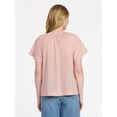 thumbnail image 4 of Time and Tru Women's Cotton Button Up Blouse with Short Sleeves, Sizes XS-XXXL, 4 of 6