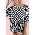 thumbnail image 2 of Women's Black Checkered 2-Piece Casual Set: Tee and Shorts - [ZhiHiMeRi] | (US 12-14)L, 2 of 6