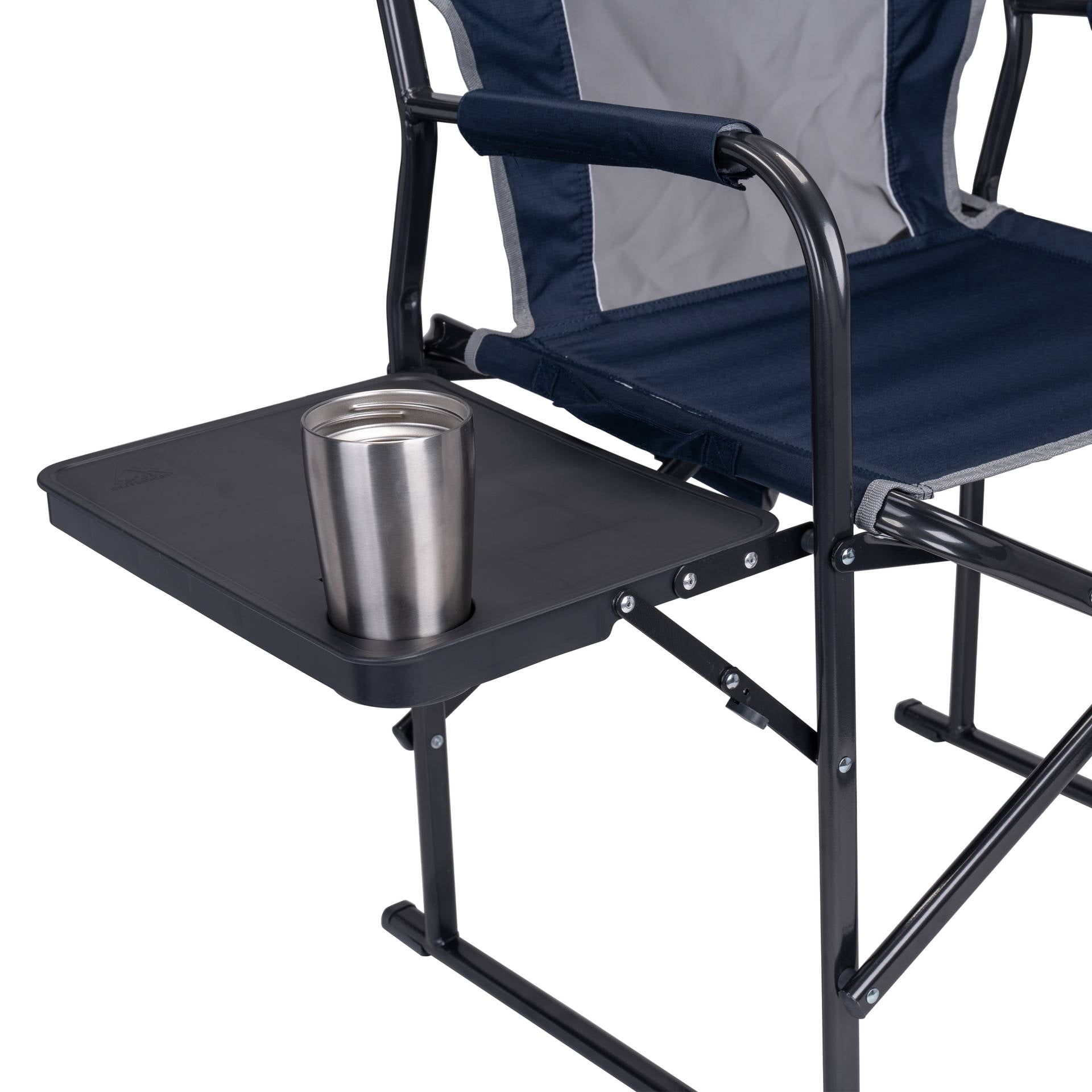 GCI Outdoor Slim-Fold Director's Chair Compact Folding Camp Chair with Side Table, Indigo