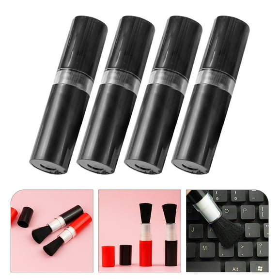 FRCOLOR 4 Pcs Mini Cleaning Brush Telescopic Dust Brush Car Air Brush 7.6x1.8CM Black