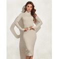 thumbnail image 4 of PrettyGuide Women's Turtleneck Sweater Dress Long Sleeve Ribbed Knit Stretch Midi Bodycon Dresses, 4 of 7