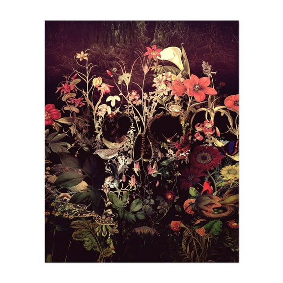 Bloom Skull - Digital Art Unframed Wall Art Print 8 x 10 inches