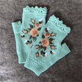 thumbnail image 6 of Skpblutn Women'S Glove 2023 Hand Embroidered Flower Embroidered Hand Fingerless Hand Knit Fingerless Embroidered Flower Knitted Gloves Green A, 6 of 6